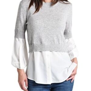 Brochu Walker Gray and White Layered Blouse